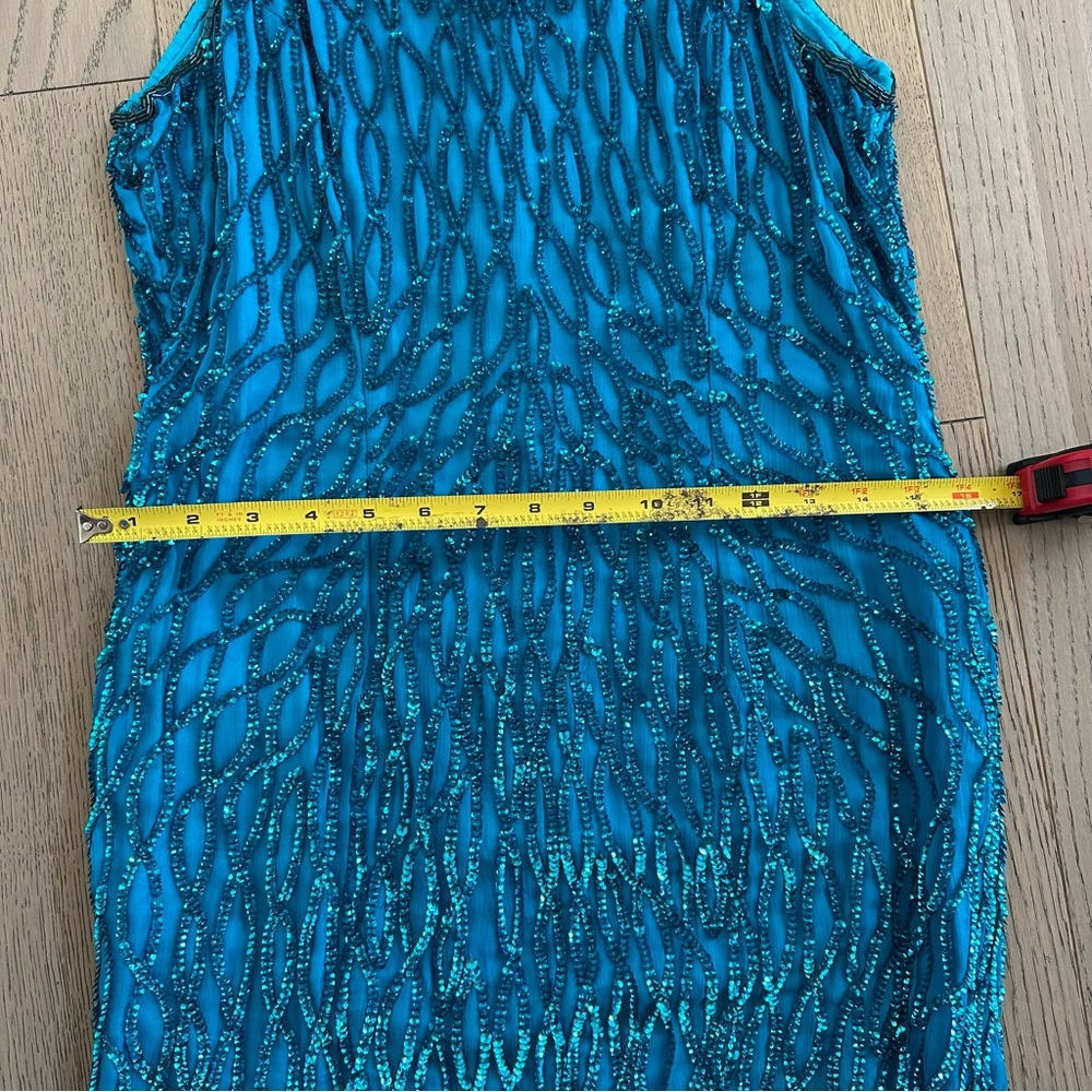 Vintage Teal Sequin Dress Eras Tour Medium Rare - Picture 9 of 11